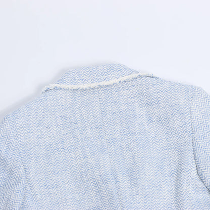 Eleventy Fringed Single-Breasted blazer in Light Blue, Size 38 IT