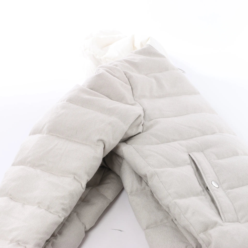 Eleventy Hooded Puffer Jacket in Beige, Size 50 IT