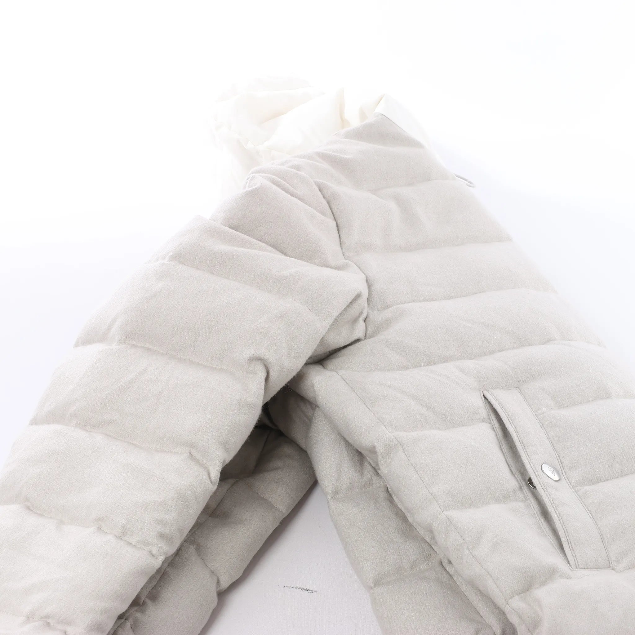 Eleventy Hooded Puffer Jacket in Beige, Size 50 IT