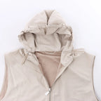 Eleventy Hooded Zip-Front Vest in Beige, Size 50 IT