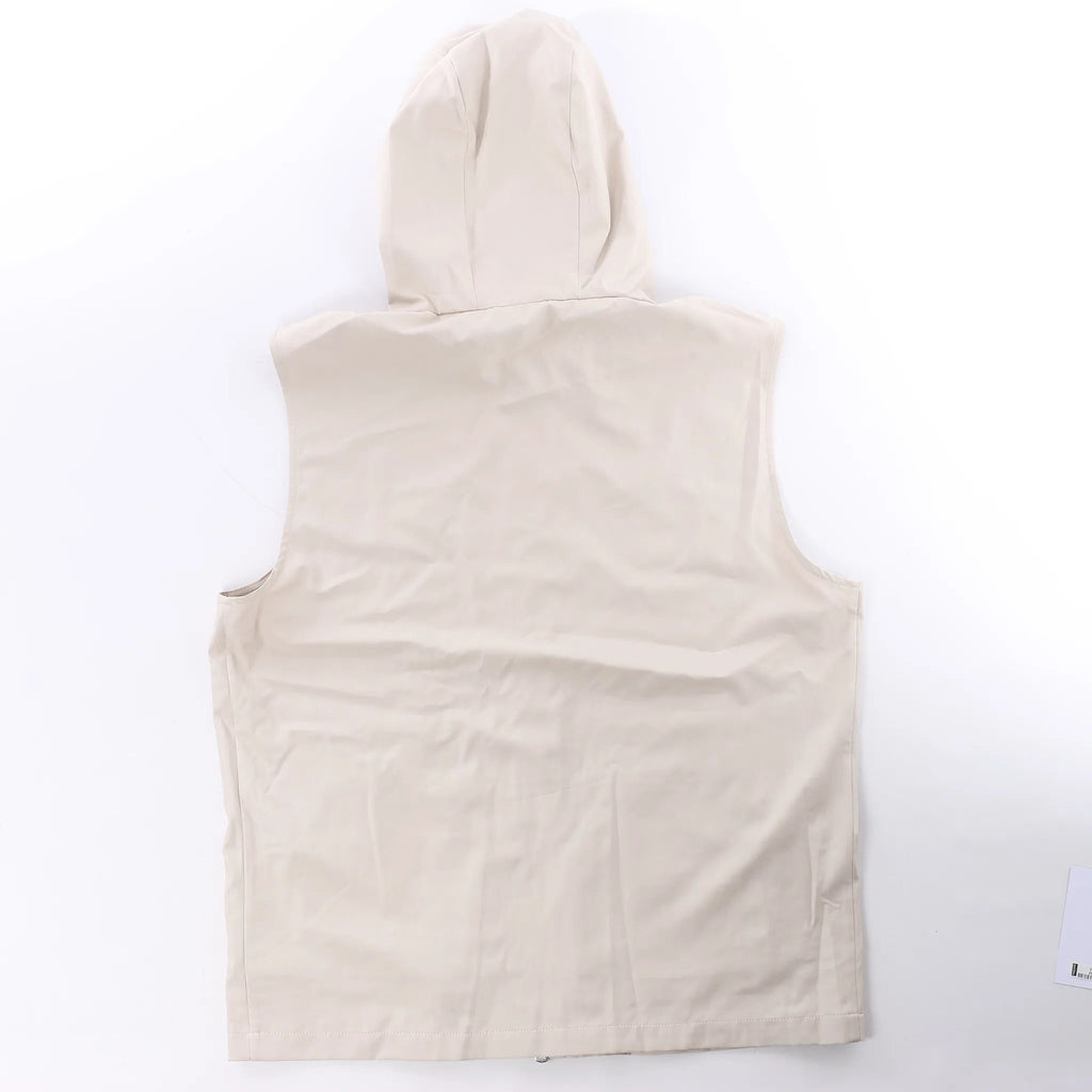 Eleventy Hooded Zip-Front Vest in Beige, Size 50 IT