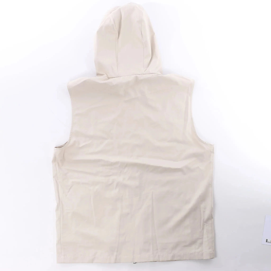 Eleventy Hooded Zip-Front Vest in Beige, Size 50 IT
