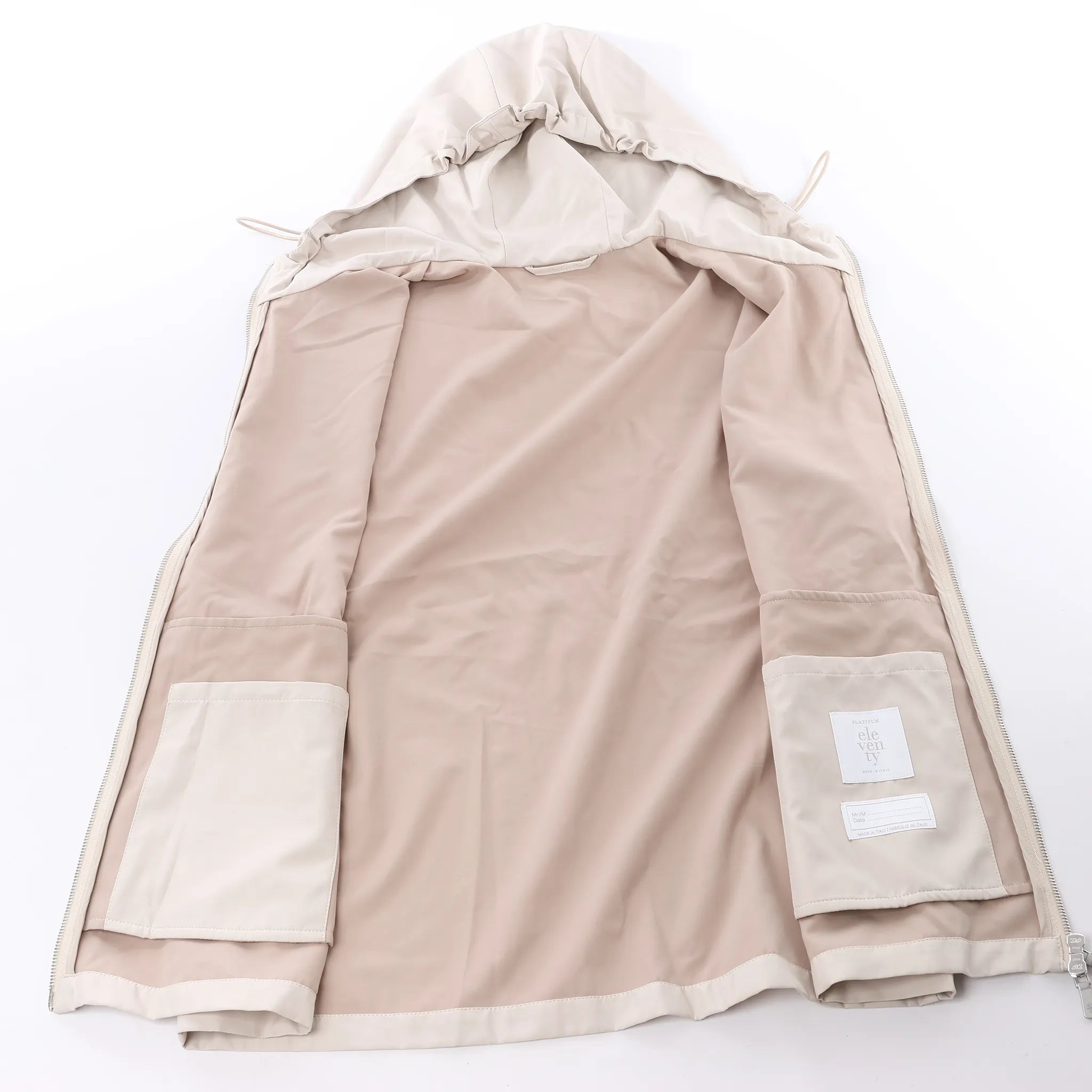 Eleventy Hooded Zip-Front Vest in Beige, Size 50 IT