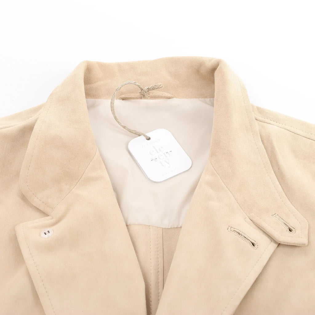 Eleventy Suede Jacket Slim Fit in Tortora Beige, Size 58 IT