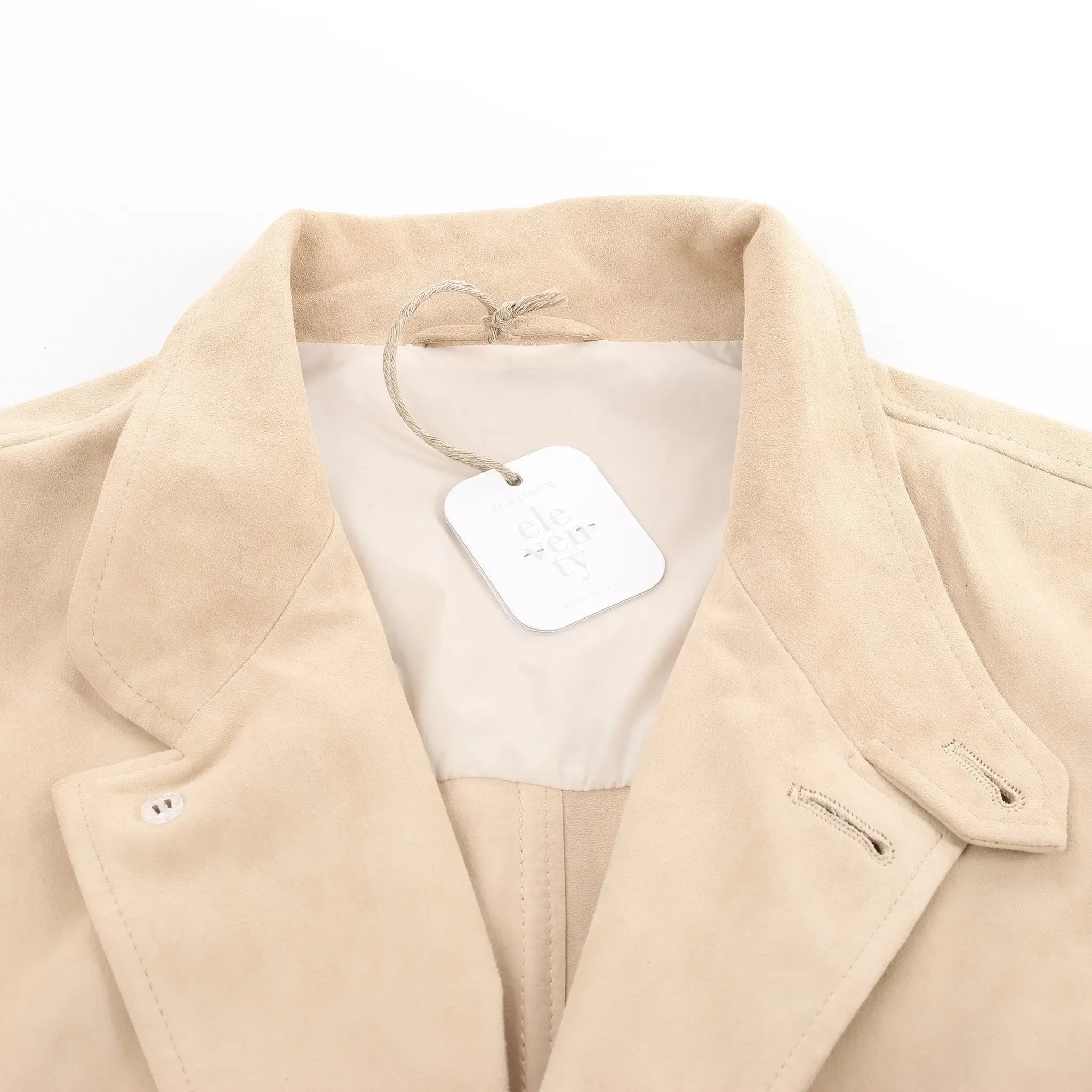 Eleventy Suede Jacket Slim Fit in Tortora Beige, Size 58 IT