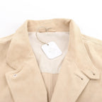 Eleventy Suede Jacket Slim Fit in Tortora Beige, Size 58 IT