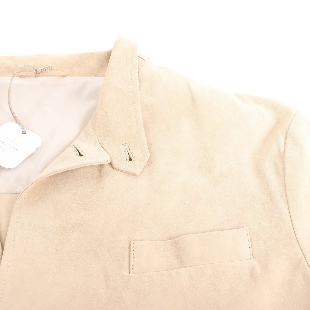 Eleventy Suede Jacket Slim Fit in Tortora Beige, Size 58 IT