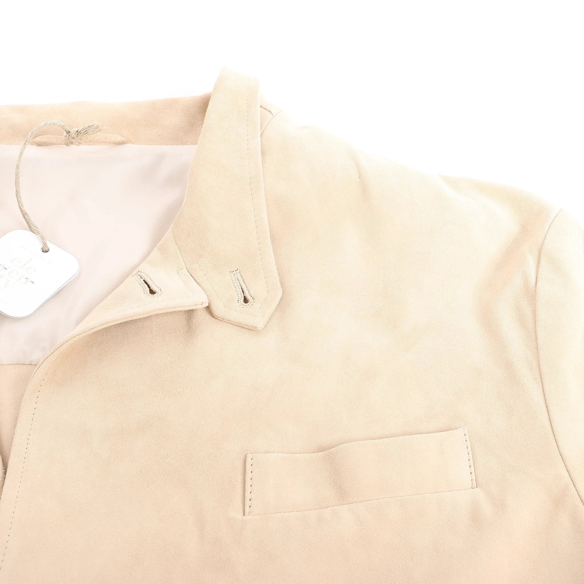 Eleventy Suede Jacket Slim Fit in Tortora Beige, Size 58 IT