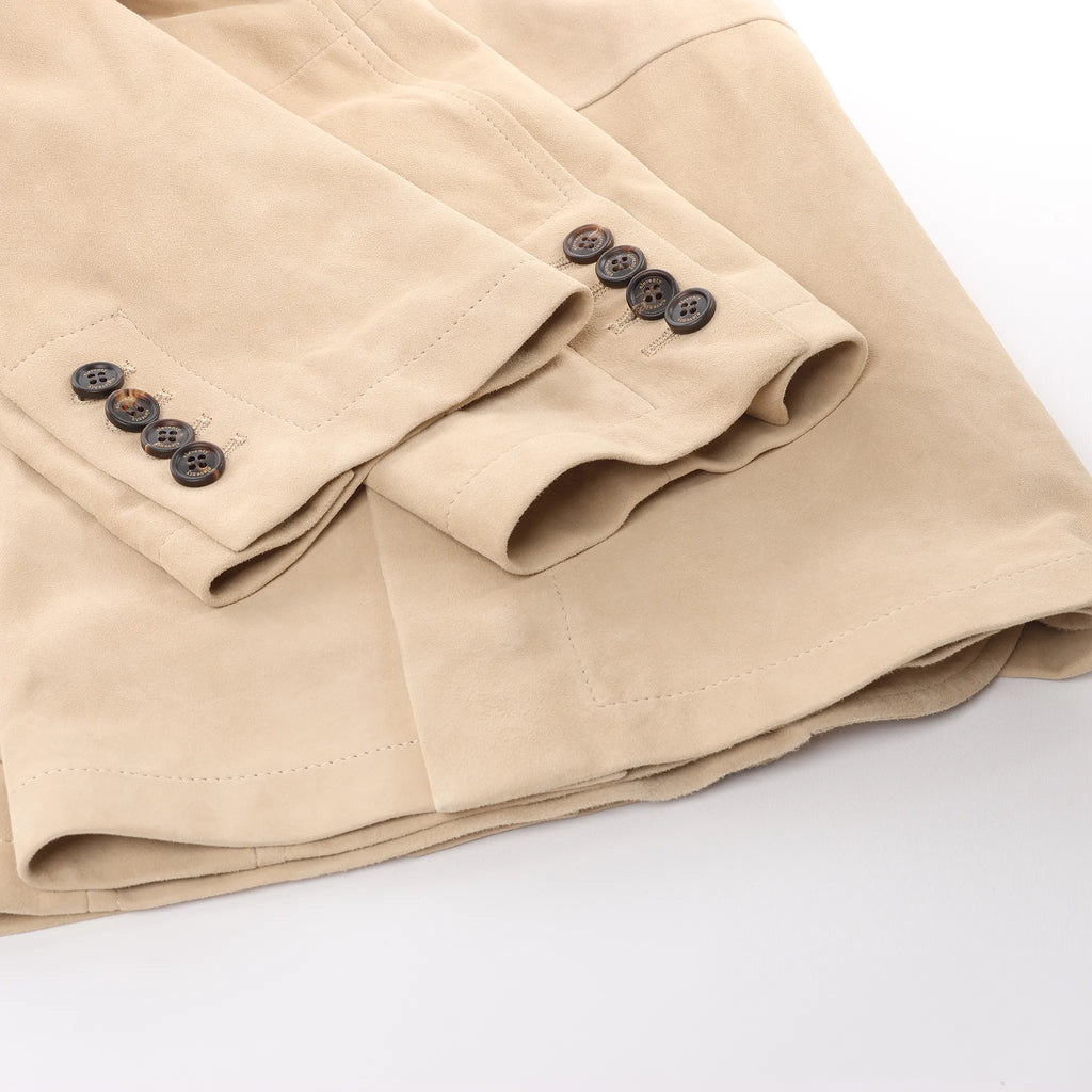 Eleventy Suede Jacket Slim Fit in Tortora Beige, Size 58 IT