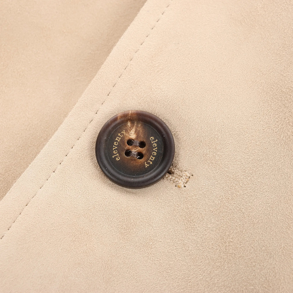 Eleventy Suede Jacket Slim Fit in Tortora Beige, Size 58 IT