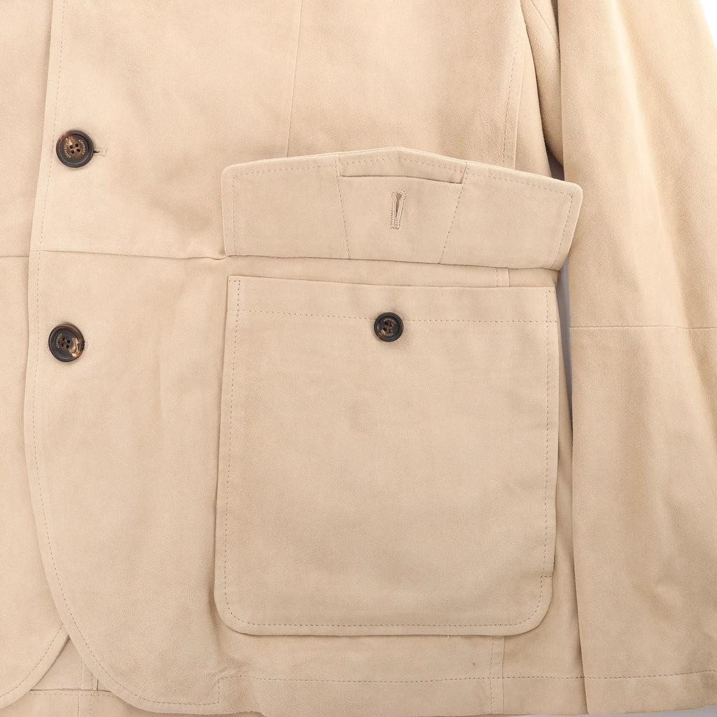 Eleventy Suede Jacket Slim Fit in Tortora Beige, Size 58 IT