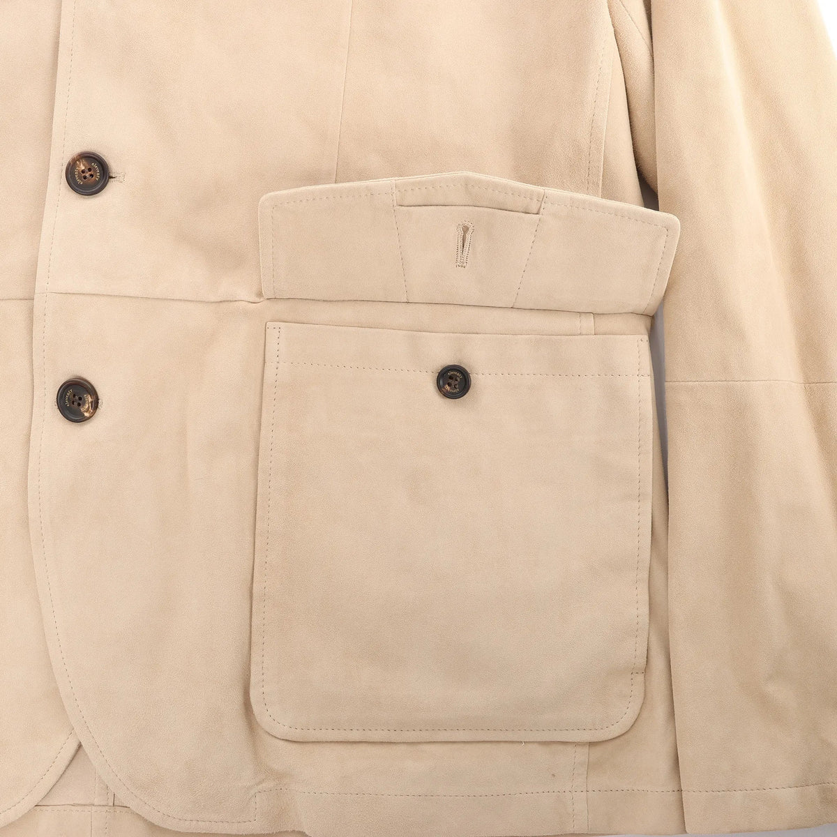 Eleventy Suede Jacket Slim Fit in Tortora Beige, Size 58 IT