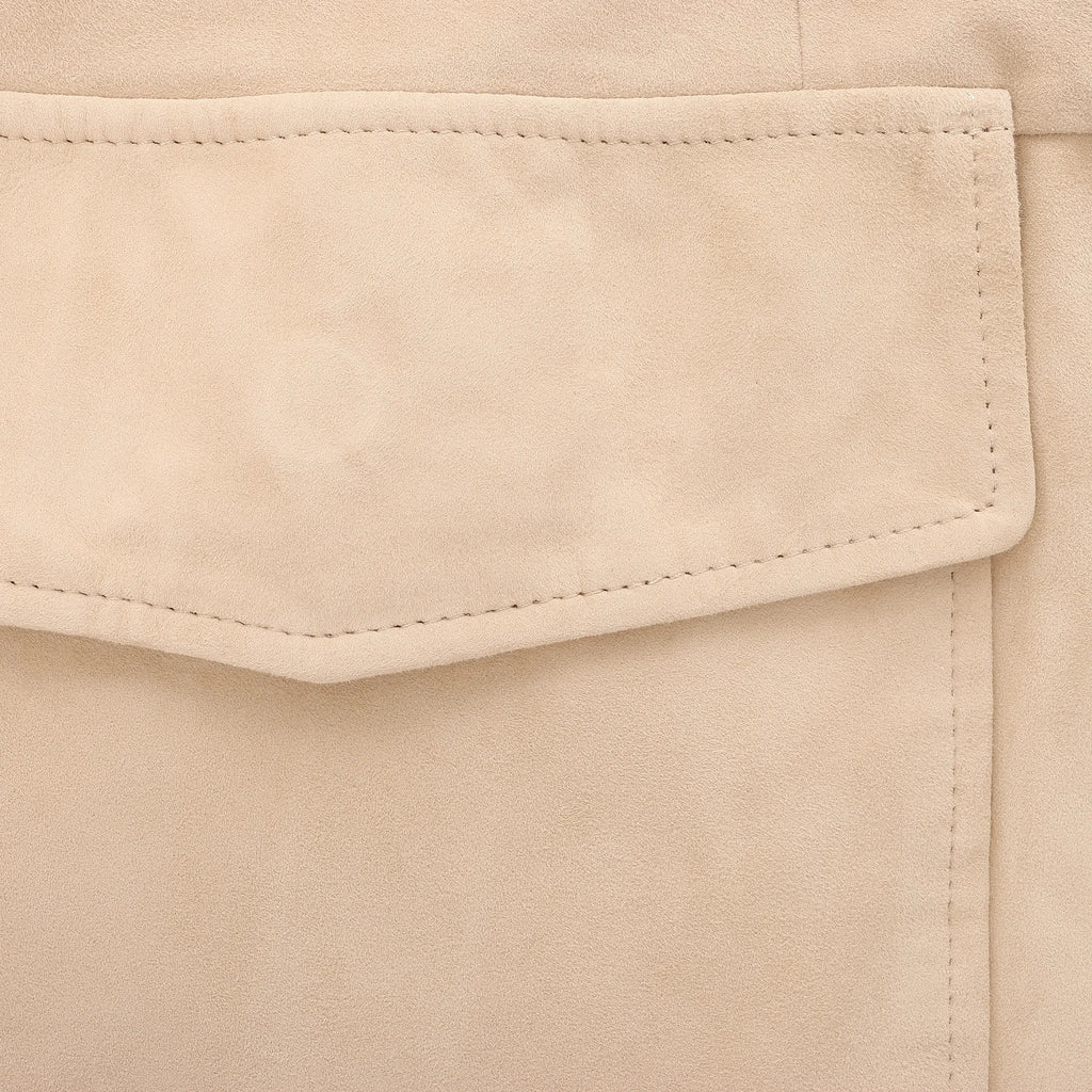 Eleventy Suede Jacket Slim Fit in Tortora Beige, Size 58 IT