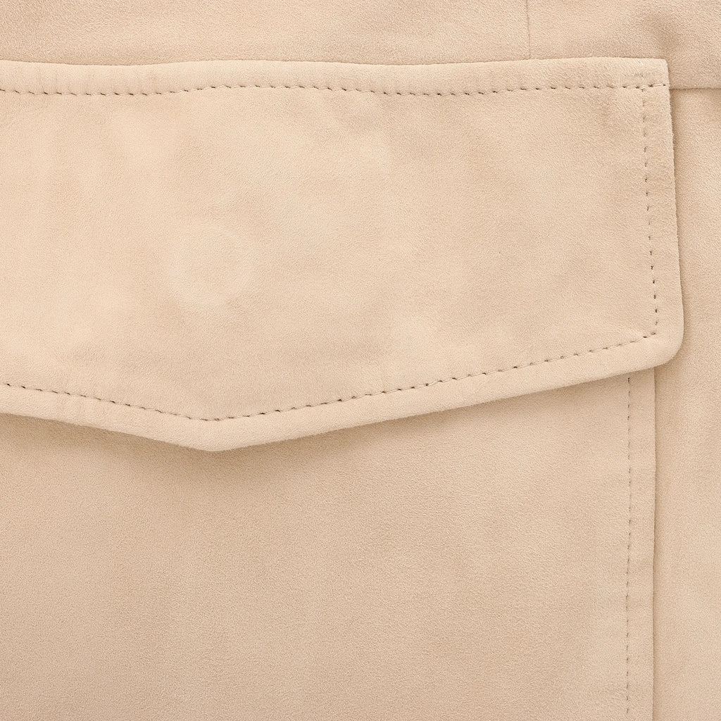 Eleventy Suede Jacket Slim Fit in Tortora Beige, Size 58 IT