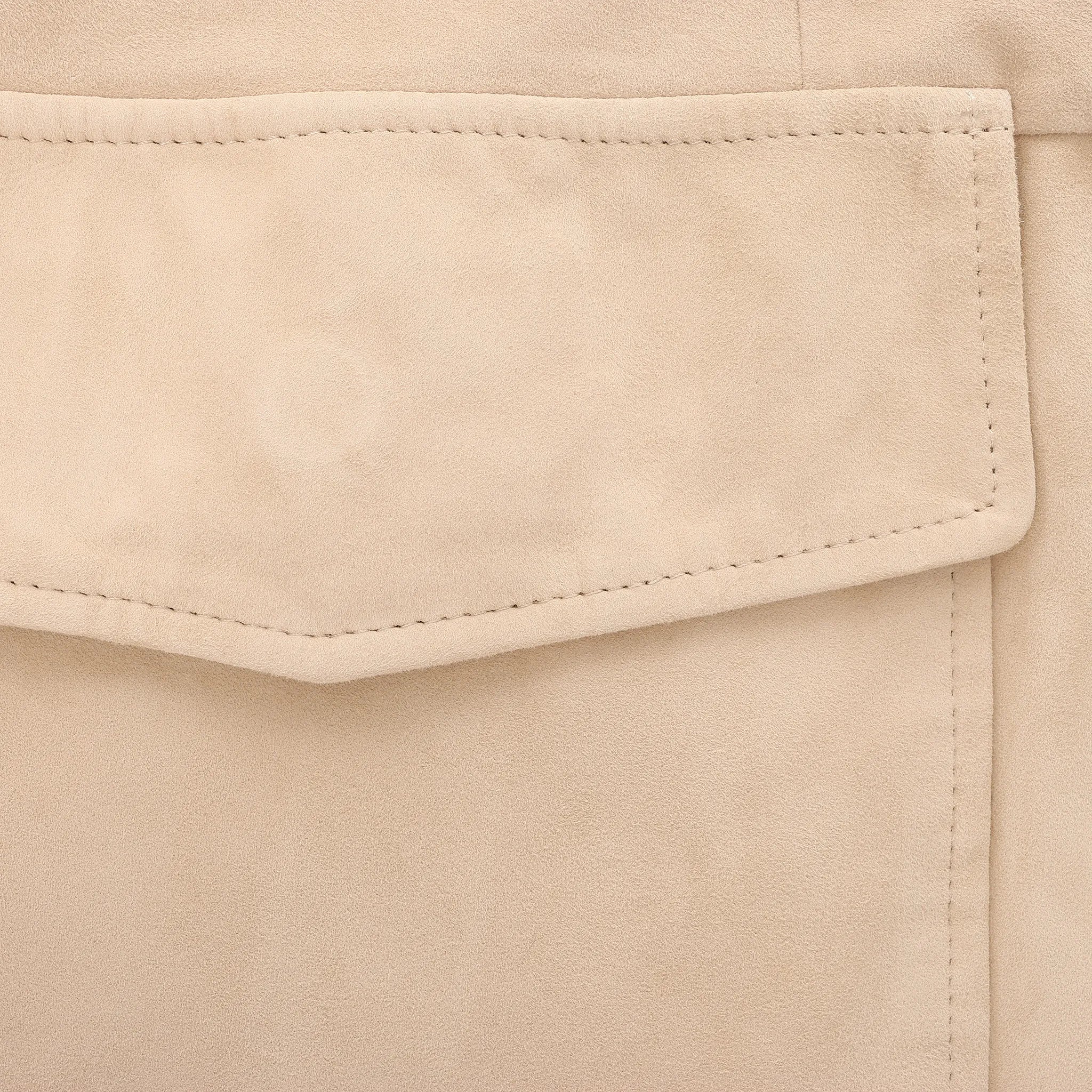 Eleventy Suede Jacket Slim Fit in Tortora Beige, Size 58 IT