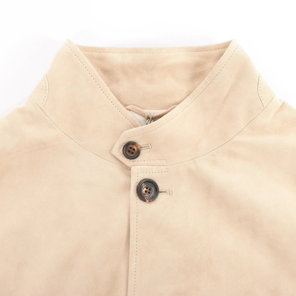 Eleventy Suede Jacket Slim Fit in Tortora Beige, Size 58 IT