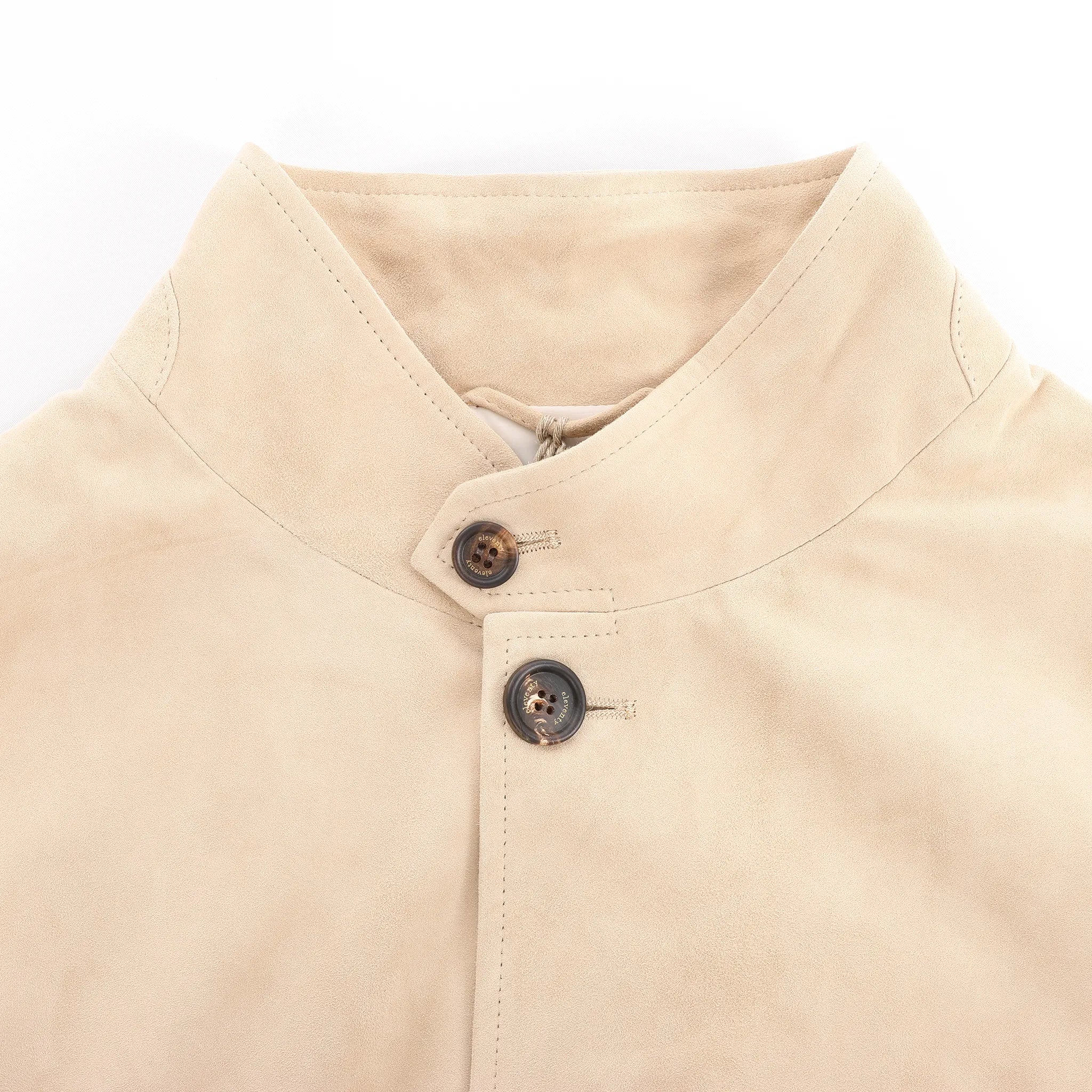 Eleventy Suede Jacket Slim Fit in Tortora Beige, Size 58 IT