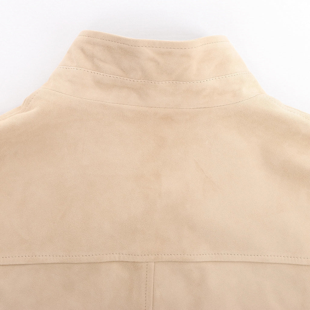 Eleventy Suede Jacket Slim Fit in Tortora Beige, Size 58 IT
