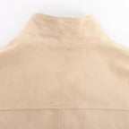 Eleventy Suede Jacket Slim Fit in Tortora Beige, Size 58 IT