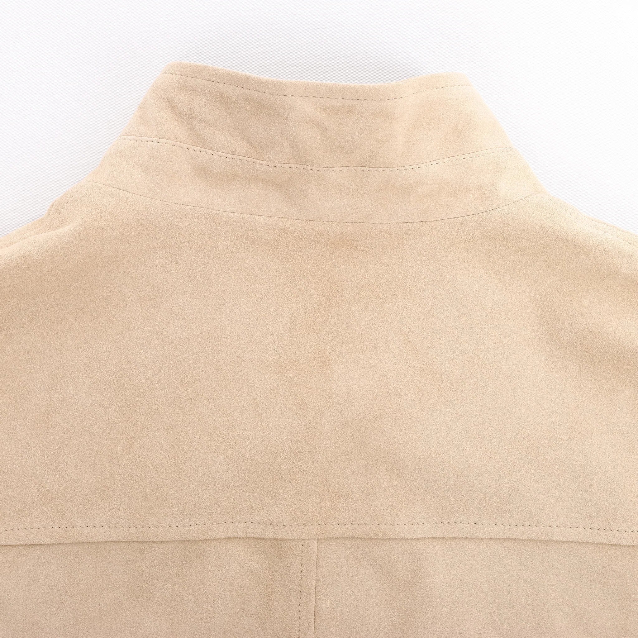 Eleventy Suede Jacket Slim Fit in Tortora Beige, Size 58 IT