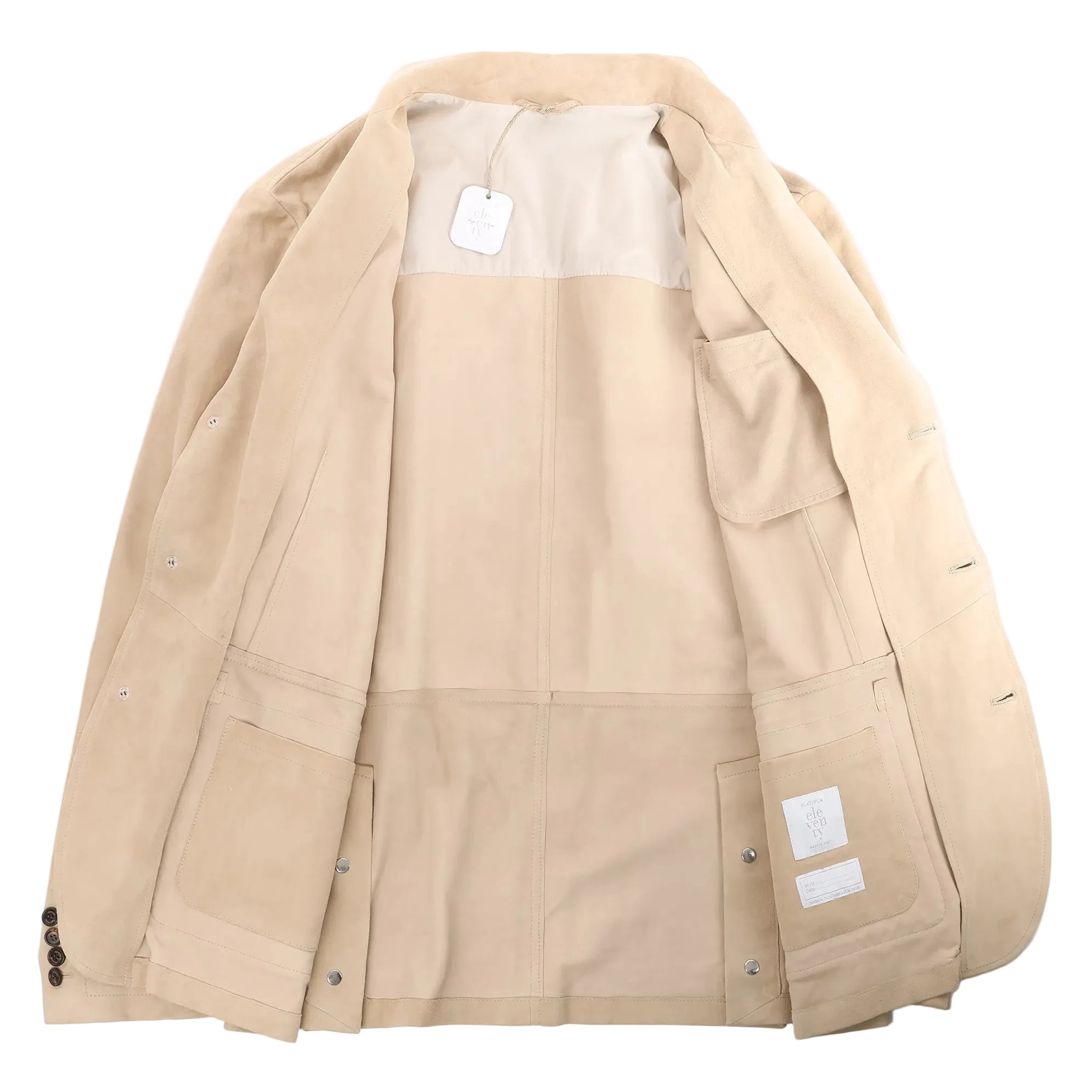 Eleventy Suede Jacket Slim Fit in Tortora Beige, Size 58 IT