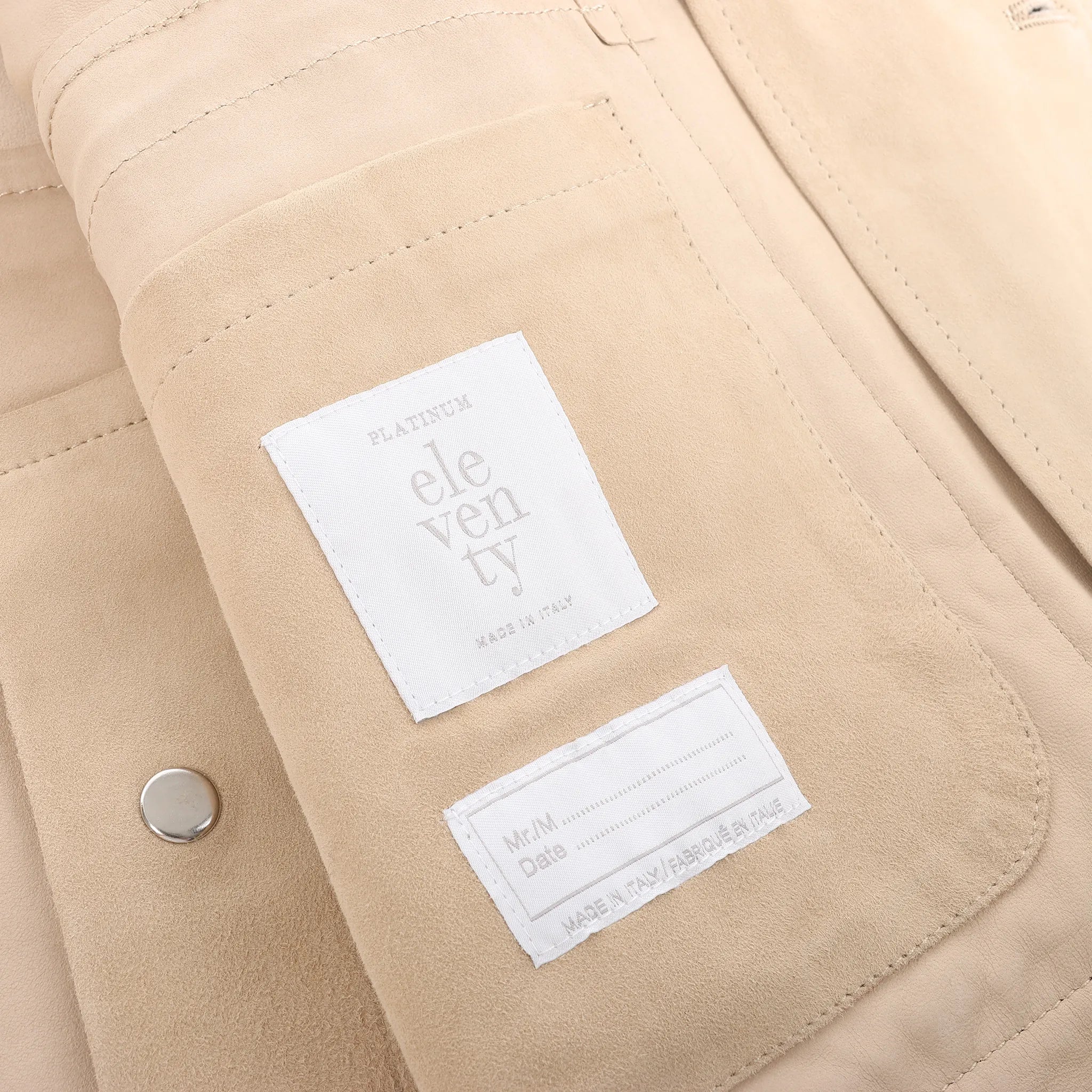 Eleventy Suede Jacket Slim Fit in Tortora Beige, Size 58 IT