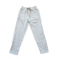 Eleventy light grey linen drawstring trousers with an elastic waistband, side pockets and tapered legs displayed on a white background.