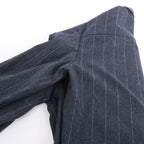 Eleventy Pinstripe Pocket Wool Shirt in Navy Blue, Size 50 IT