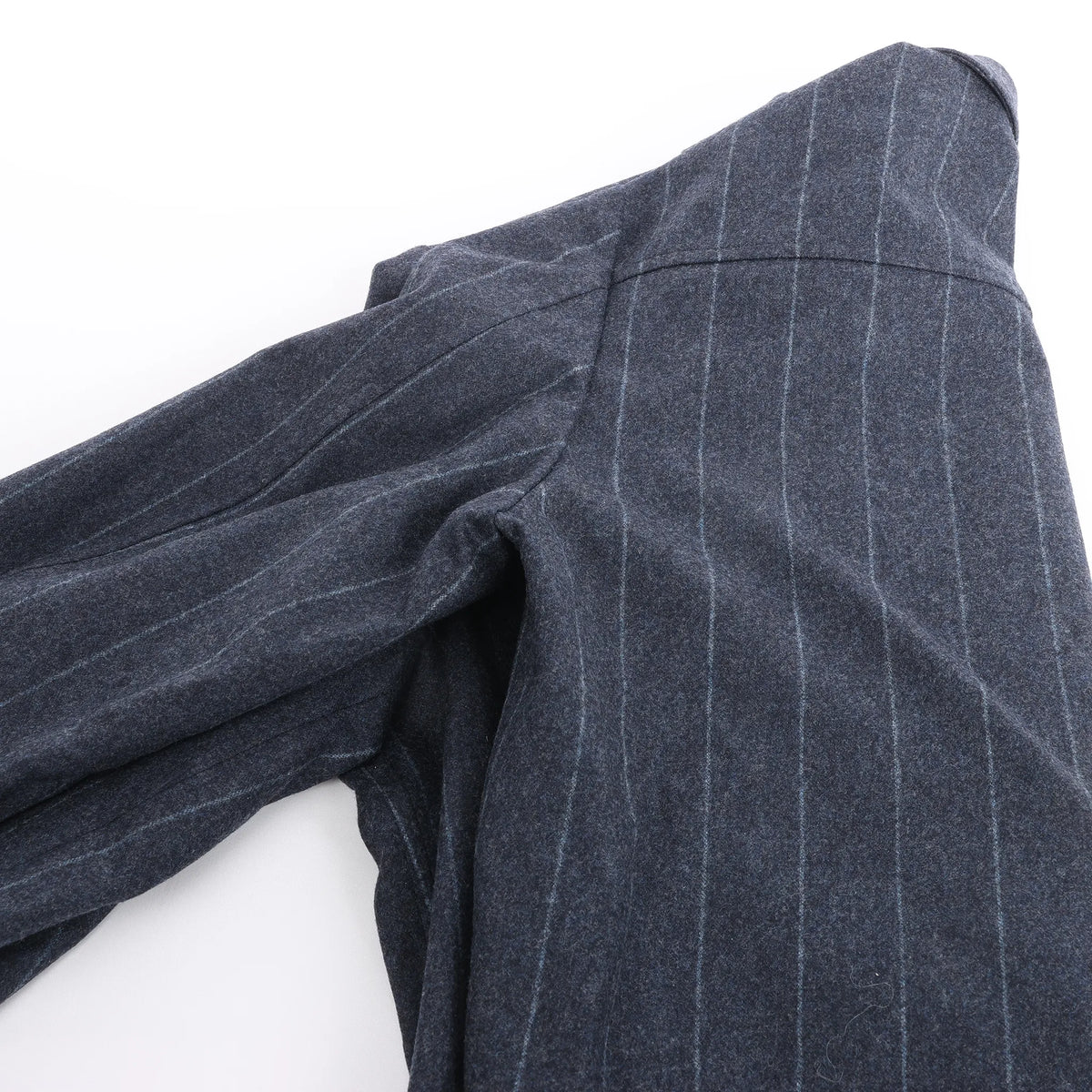 Eleventy Pinstripe Pocket Wool Shirt in Navy Blue, Size 50 IT