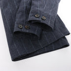 Eleventy Pinstripe Pocket Wool Shirt in Navy Blue, Size 50 IT
