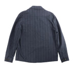 Eleventy Pinstripe Pocket Wool Shirt in Navy Blue, Size 50 IT