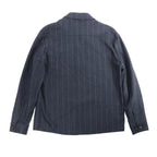 Eleventy Pinstripe Pocket Wool Shirt in Navy Blue, Size 50 IT