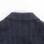 Eleventy Pinstripe Pocket Wool Shirt in Navy Blue, Size 50 IT