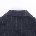 Eleventy Pinstripe Pocket Wool Shirt in Navy Blue, Size 50 IT