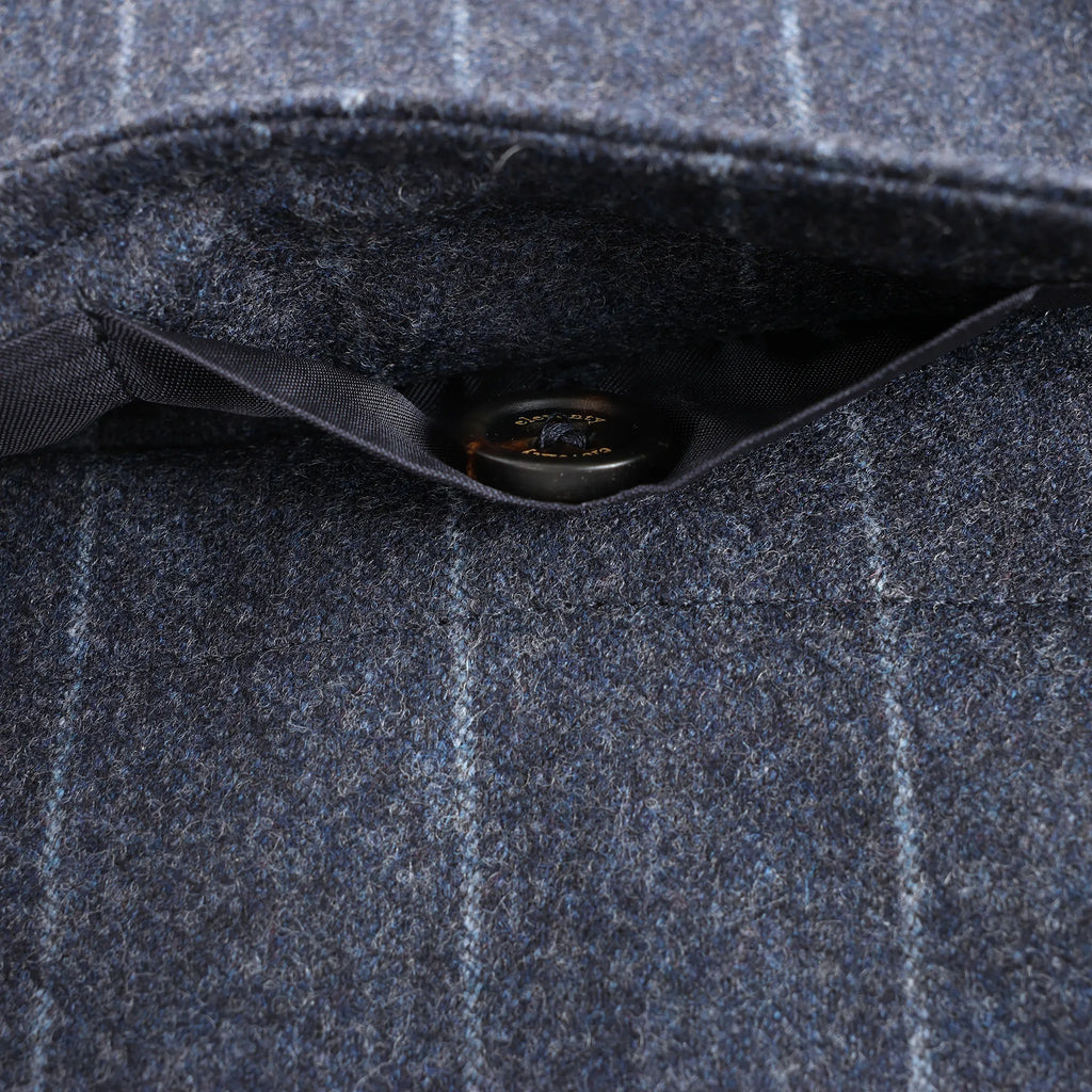 Eleventy Pinstripe Pocket Wool Shirt in Navy Blue, Size 50 IT