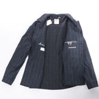 Eleventy Pinstripe Pocket Wool Shirt in Navy Blue, Size 50 IT