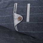 Eleventy Pinstripe Pocket Wool Shirt in Navy Blue, Size 50 IT