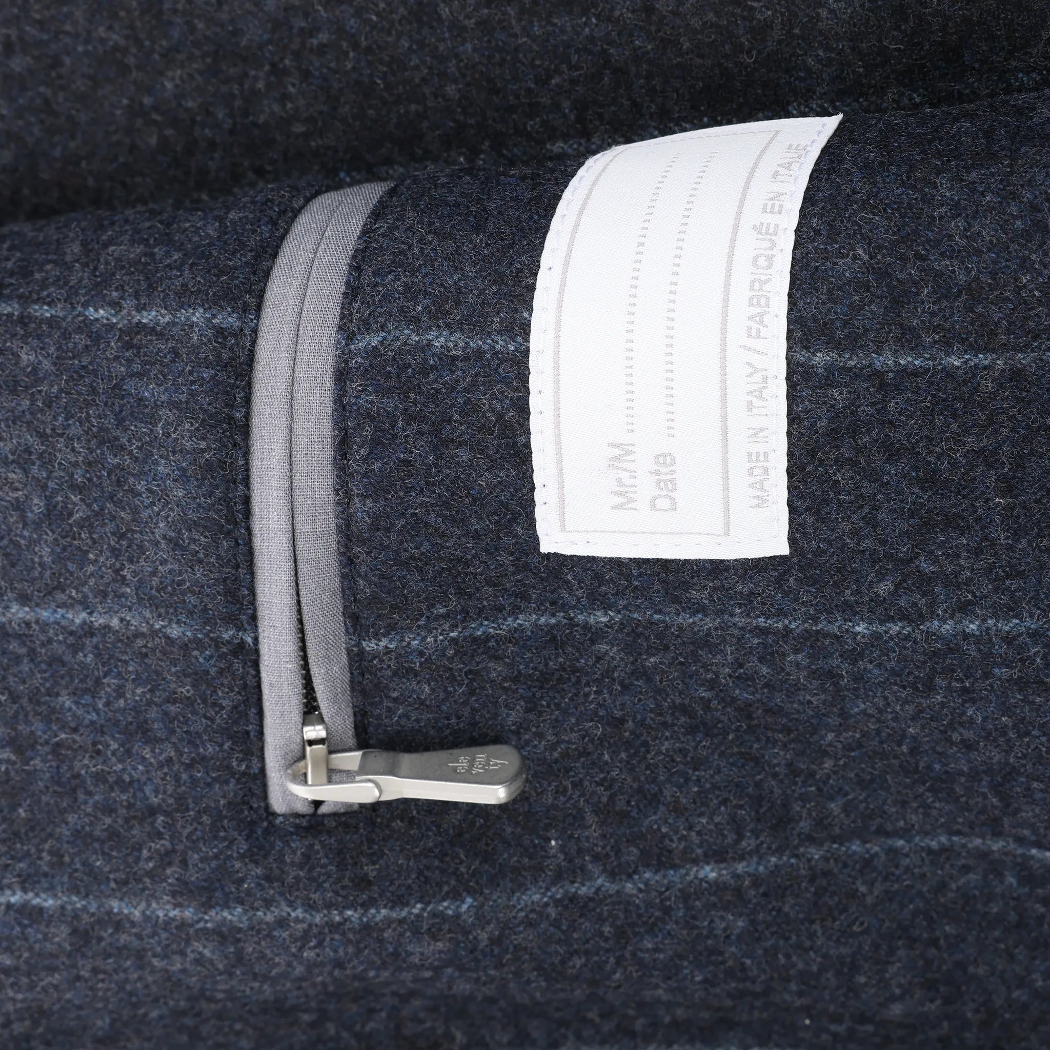Eleventy Pinstripe Pocket Wool Shirt in Navy Blue, Size 50 IT