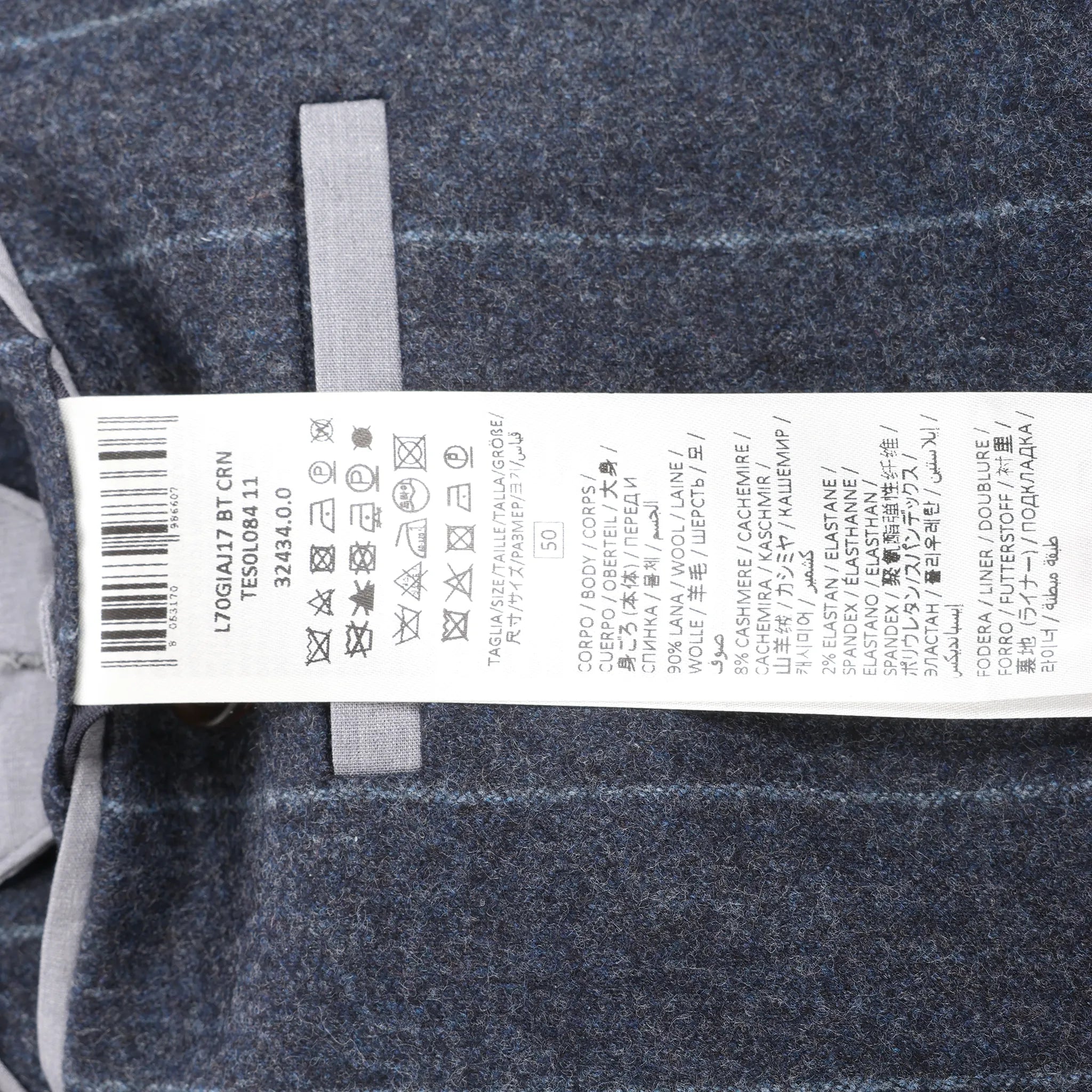 Eleventy Pinstripe Pocket Wool Shirt in Navy Blue, Size 50 IT