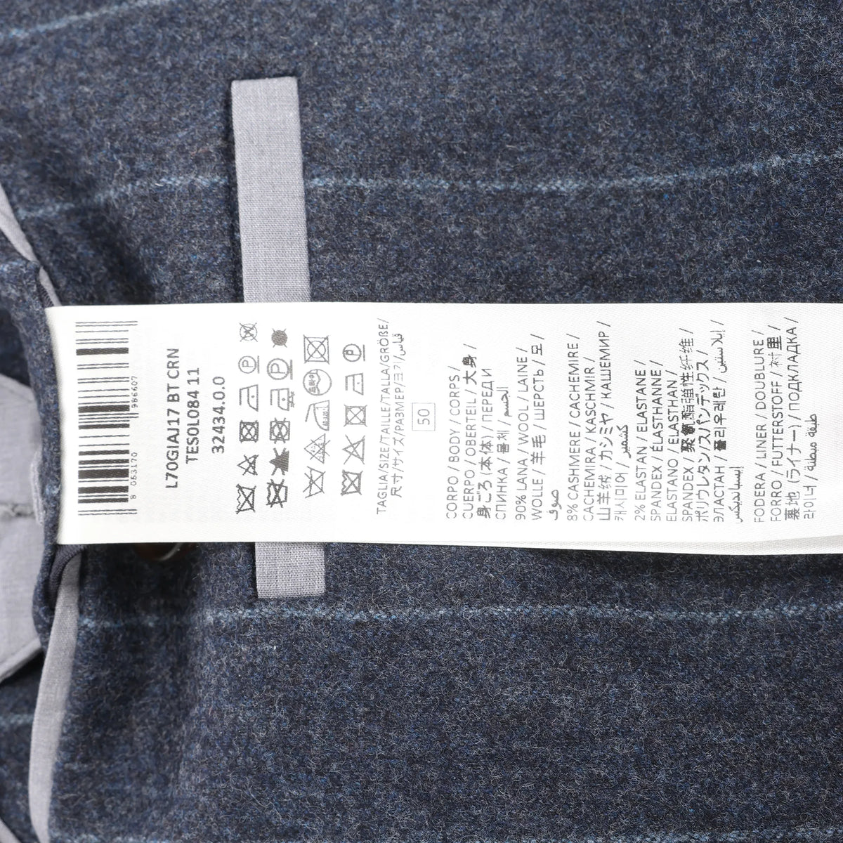 Eleventy Pinstripe Pocket Wool Shirt in Navy Blue, Size 50 IT