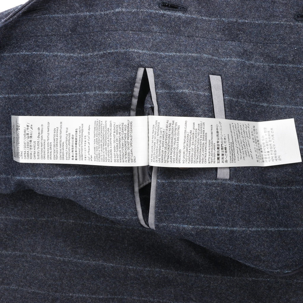 Eleventy Pinstripe Pocket Wool Shirt in Navy Blue, Size 50 IT