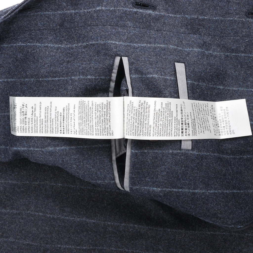 Eleventy Pinstripe Pocket Wool Shirt in Navy Blue, Size 50 IT