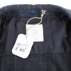 Eleventy Pinstripe Pocket Wool Shirt in Navy Blue, Size 50 IT