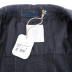 Eleventy Pinstripe Pocket Wool Shirt in Navy Blue, Size 50 IT