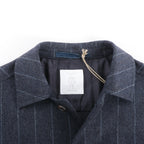 Eleventy Pinstripe Pocket Wool Shirt in Navy Blue, Size 50 IT