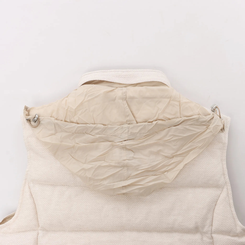 Eleventy Linen x Cotton Vest in Beige, Size 50 IT