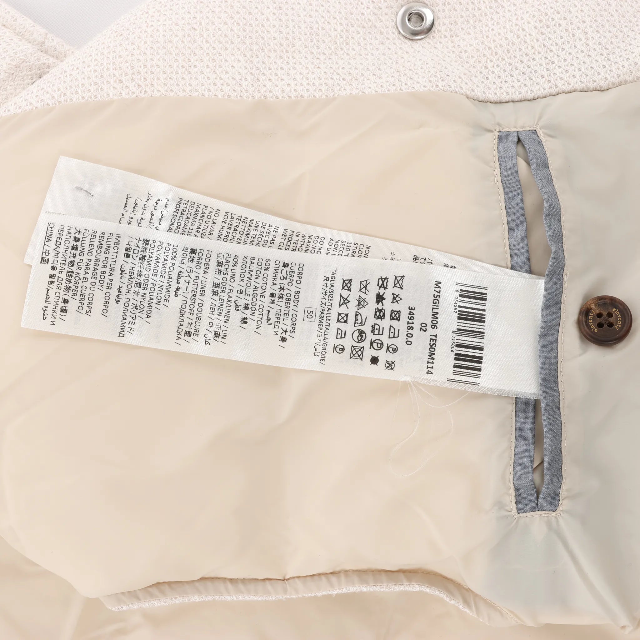 Chaleco de lino y algodón Eleventy en beige, talla 50 IT