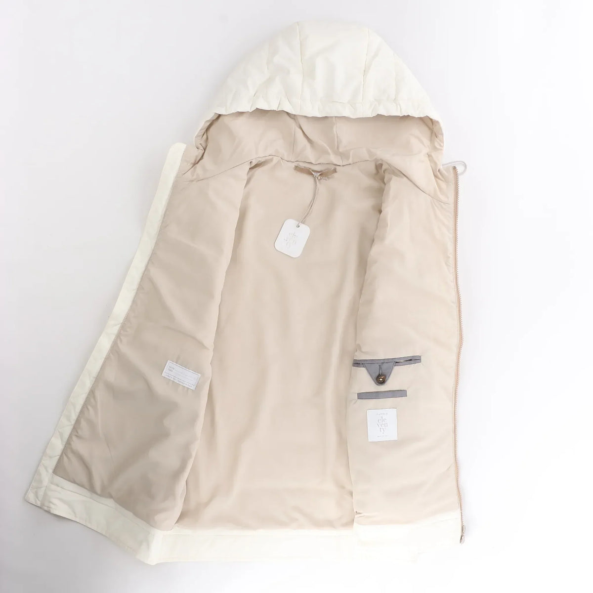 Eleventy Hooded Wool Vest in Beige, Size 50 IT