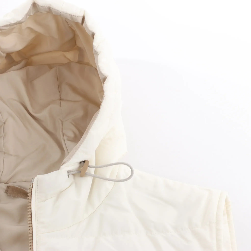 Eleventy Hooded Wool Vest in Beige, Size 50 IT
