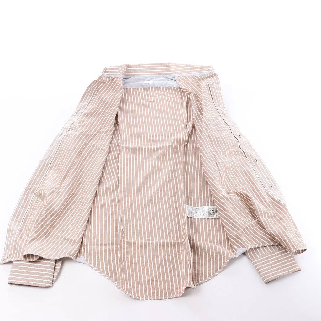 Eleventy Striped Shirt in Beige, Size 40 IT